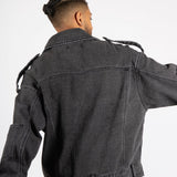 Washed Black Biker Jacket Oversized - Liquor n Poker