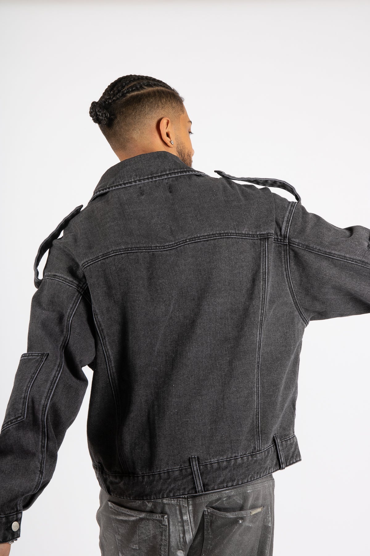 Washed Black Biker Jacket Oversized - Liquor n Poker
