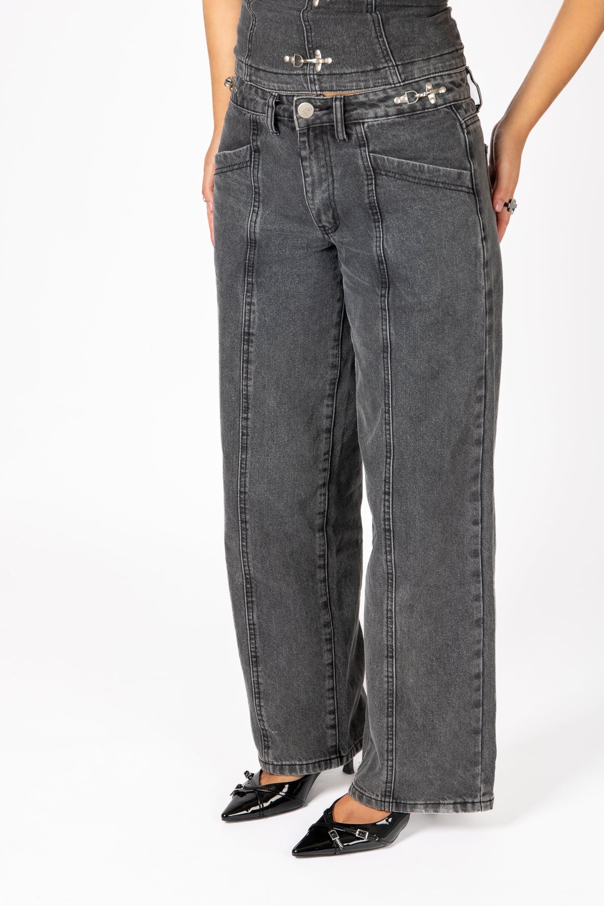 Washed Black Buckle Detail Jean - Liquor n Poker