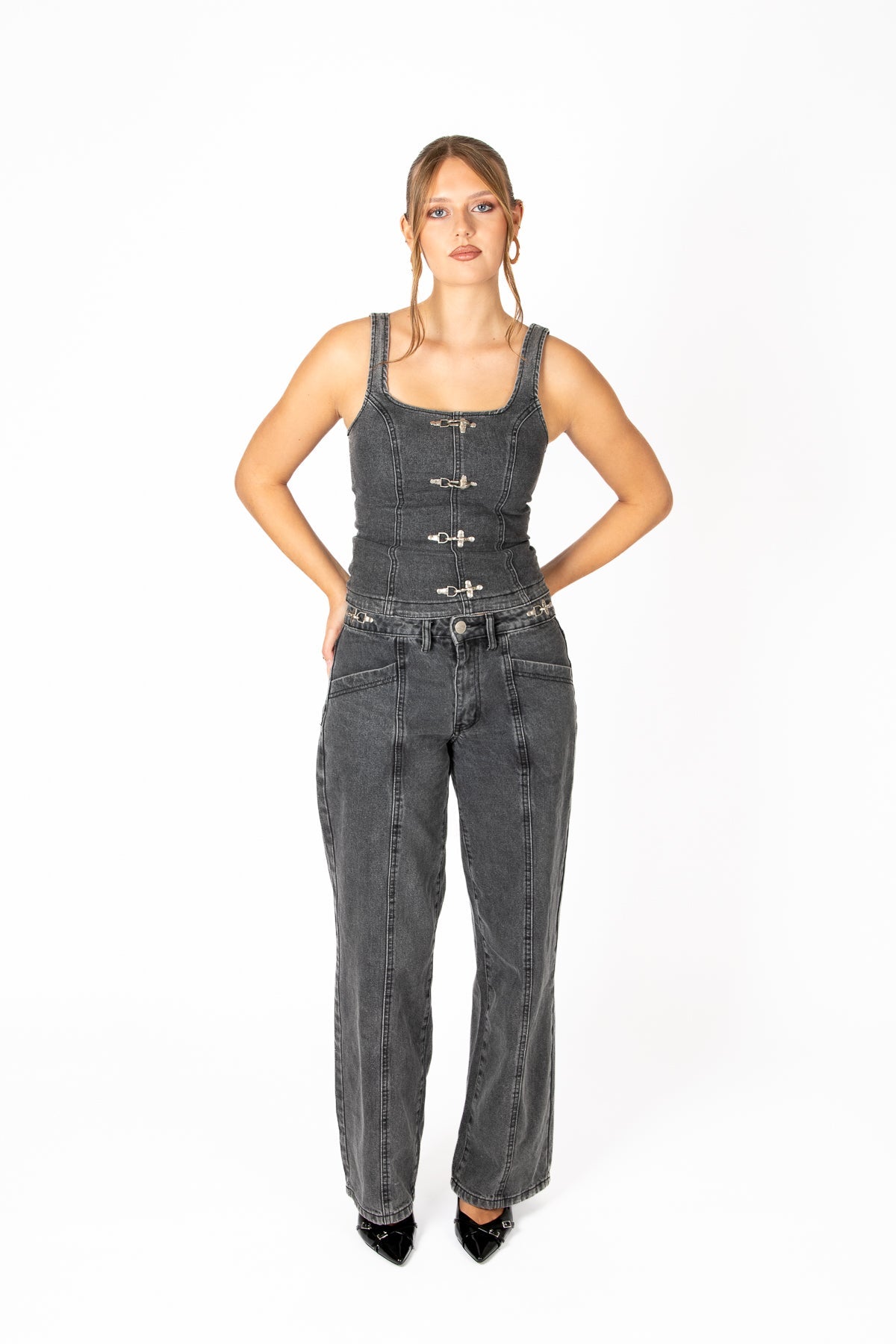 Washed Black Buckle Detail Jean - Liquor n Poker