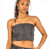 Washed Black Carpenter Corset Bandeau - Liquor n Poker