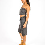 Washed Black Carpenter Corset Bandeau - Liquor n Poker