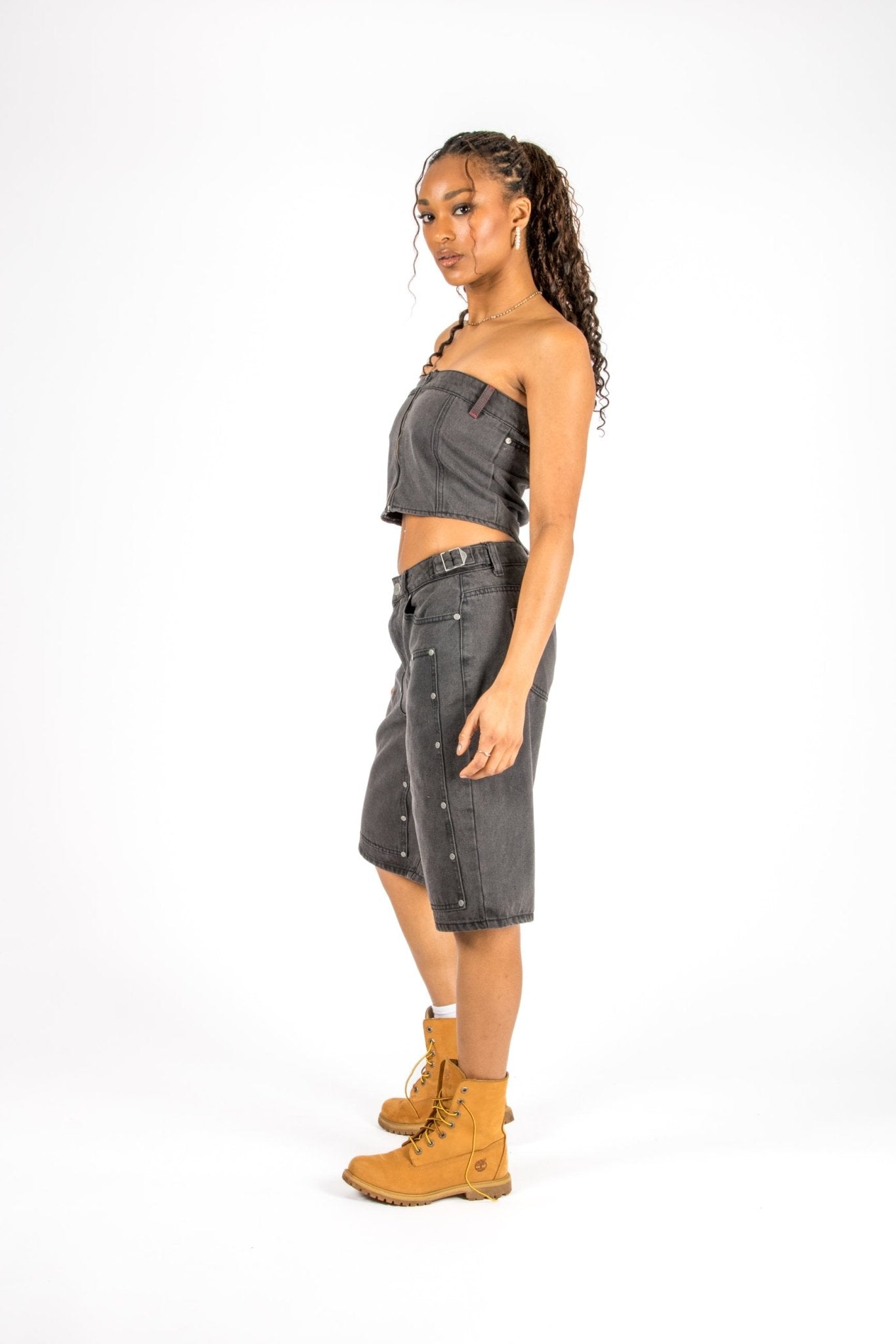 Washed Black Carpenter Corset Bandeau - Liquor n Poker