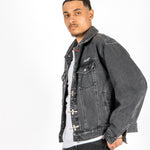 Washed Black Clasp Detail Denim Jacket - Liquor n Poker