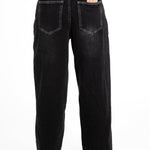 Washed Black Contrast Stitch & Buckle Detail Baggy Jean - Liquor n Poker