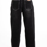 Washed Black Contrast Stitch & Buckle Detail Baggy Jean - Liquor n Poker