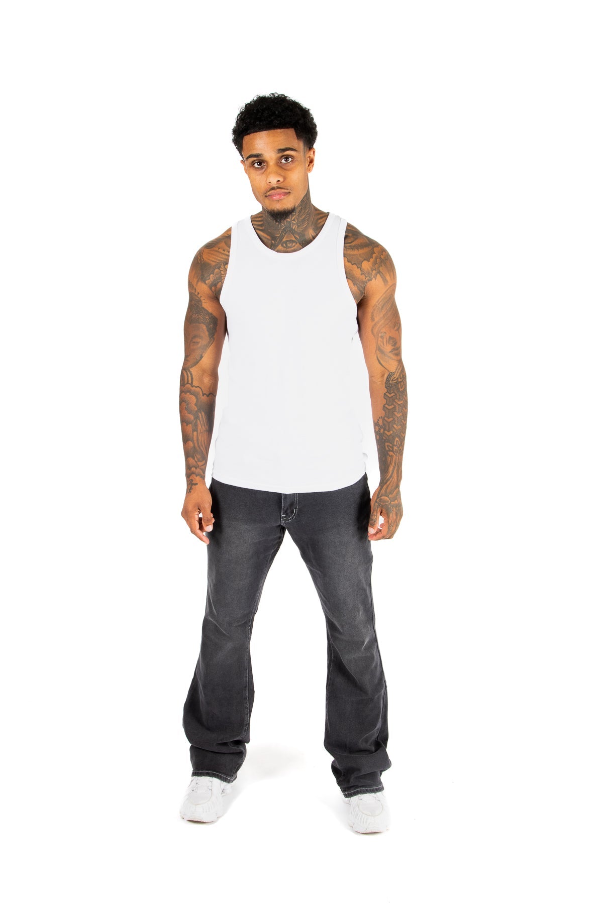 Washed Black Contrast Stitch Stacked Flare - Liquor n Poker