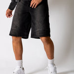 Washed Black Denim Seam Detail Jorts - Liquor n Poker