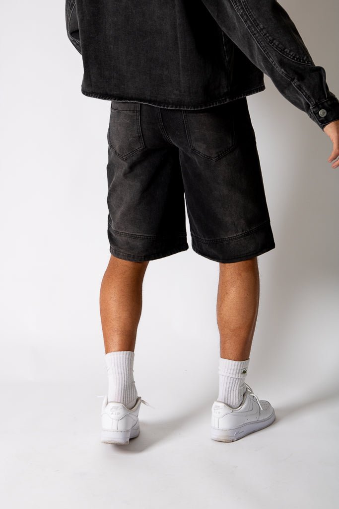 Washed Black Denim Seam Detail Jorts - Liquor n Poker
