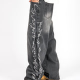 Washed Black Distressed Applique Jean - Liquor n Poker