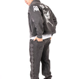 Washed Black Embellished Side Jean Rhinestone Jean - Liquor n Poker