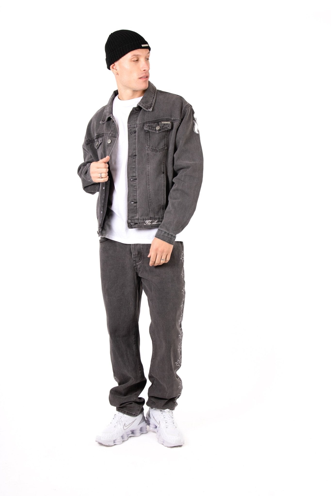 Washed Black Embellished Side Jean Rhinestone Jean - Liquor n Poker