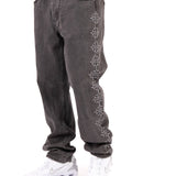 Washed Black Embellished Side Jean Rhinestone Jean - Liquor n Poker