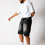 Washed Black Fireman Buckle Denim Jorts - Liquor n Poker