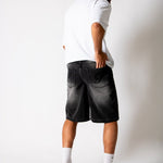 Washed Black Fireman Buckle Denim Jorts - Liquor n Poker
