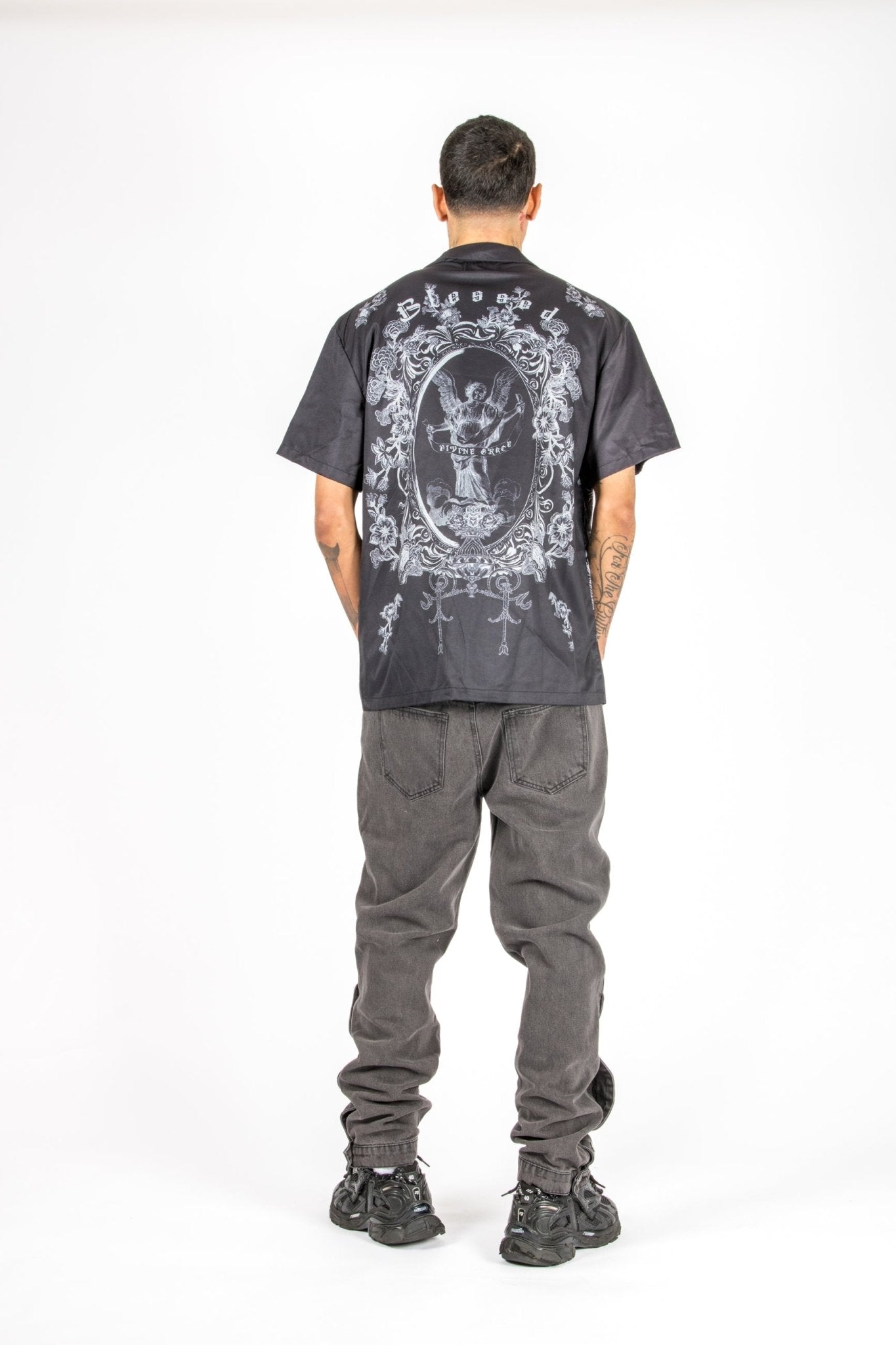 Washed Black Popper Detail Straight Leg Jeans - Liquor n Poker