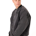 Washed Black 'Repentance' Motif Bomber Jacket - Liquor n Poker