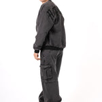 Washed Black 'Repentance' Motif Bomber Jacket - Liquor n Poker
