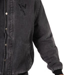 Washed Black 'Repentance' Motif Bomber Jacket - Liquor n Poker