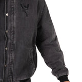 Washed Black 'Repentance' Motif Bomber Jacket - Liquor n Poker