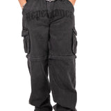 Washed Black 'Repentance' Script Detailing Rapture Baggy Fit Jeans - Liquor n Poker