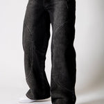 Washed Black Seam Detail Baggy Jeans - Liquor n Poker
