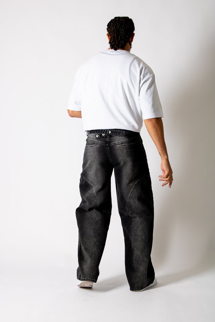 Washed Black Seam Detail Baggy Jeans - Liquor n Poker