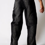Washed Black Seam Detail Baggy Jeans - Liquor n Poker
