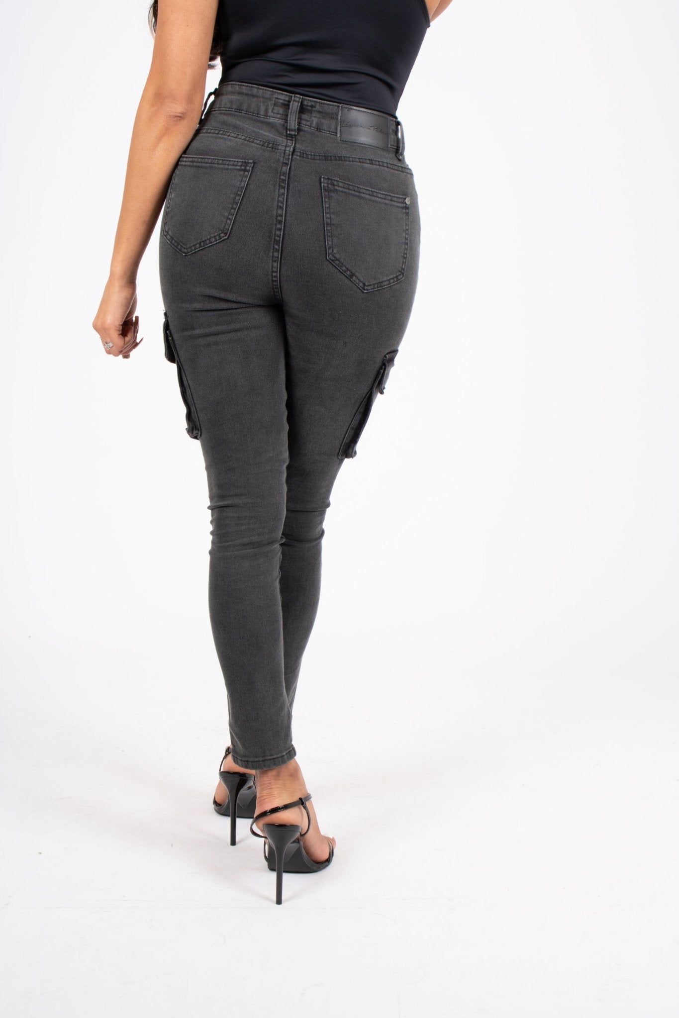 Washed Black Skinny Cargo - Liquor n Poker