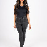 Washed Black Skinny Cargo - Liquor n Poker