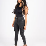 Washed Black Skinny Cargo - Liquor n Poker