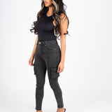 Washed Black Skinny Cargo - Liquor n Poker