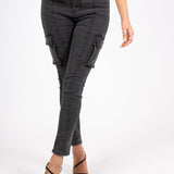Washed Black Skinny Cargo - Liquor n Poker