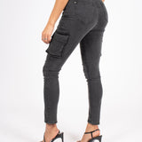 Washed Black Skinny Cargo - Liquor n Poker
