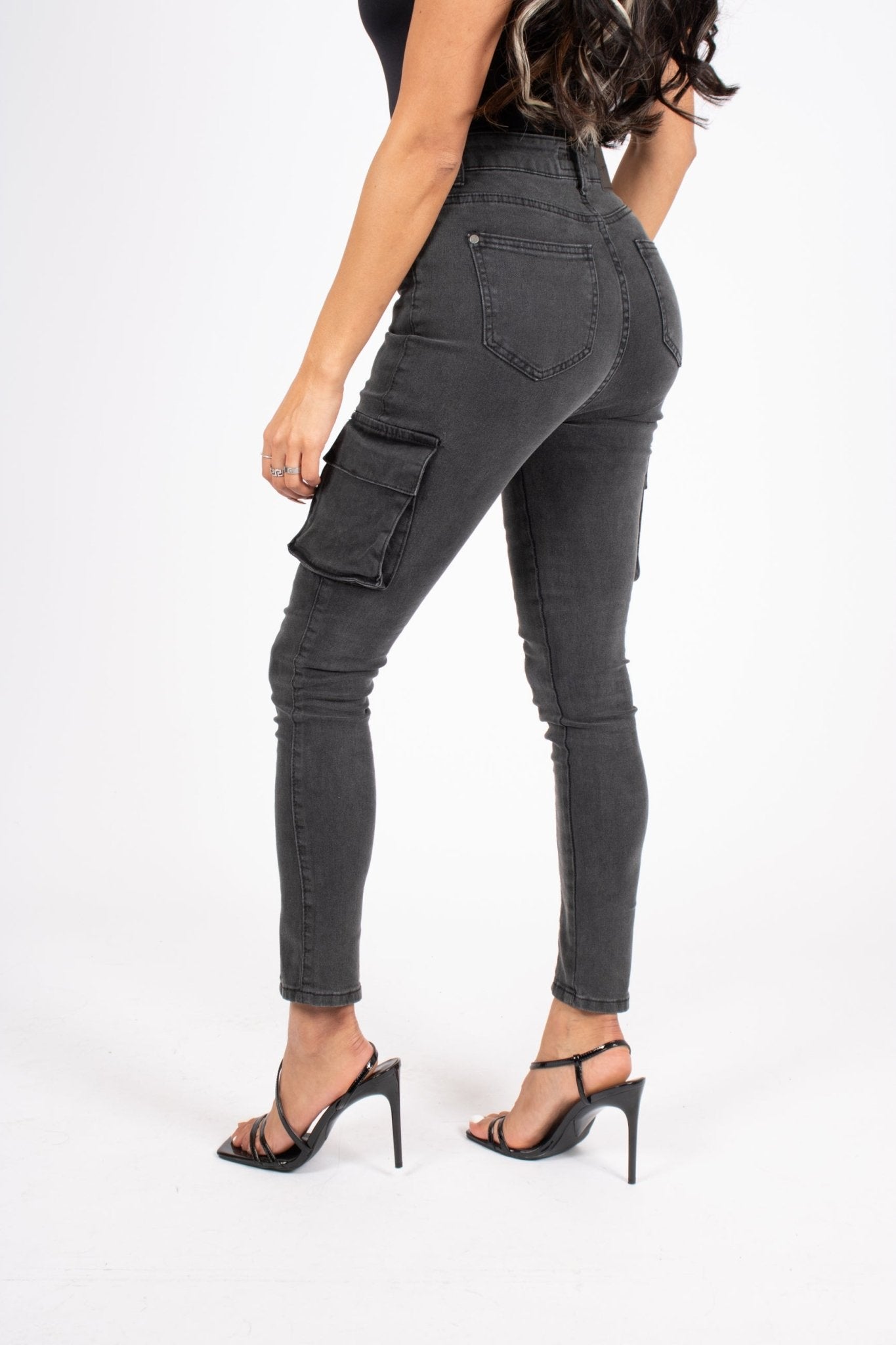 Washed Black Skinny Cargo - Liquor n Poker