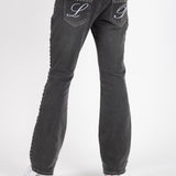 Washed Black Studded Stacked Slim Flare - Liquor n Poker