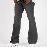 Washed Black Studded Stacked Slim Flare - Liquor n Poker