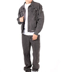 Washed Black 'The Blessed One' Motif Printed Denim Jacket - Liquor n Poker