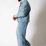 Washed Blue Corduroy Baggy Jeans With Back Pocket Logo Embroidery - Liquor n Poker