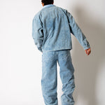 Washed Blue Corduroy Baggy Jeans With Back Pocket Logo Embroidery - Liquor n Poker