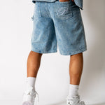 Washed Blue Corduroy Denim Jorts - Liquor n Poker