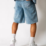 Washed Blue Corduroy Denim Jorts - Liquor n Poker