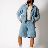 Washed Blue Corduroy Denim Jorts - Liquor n Poker