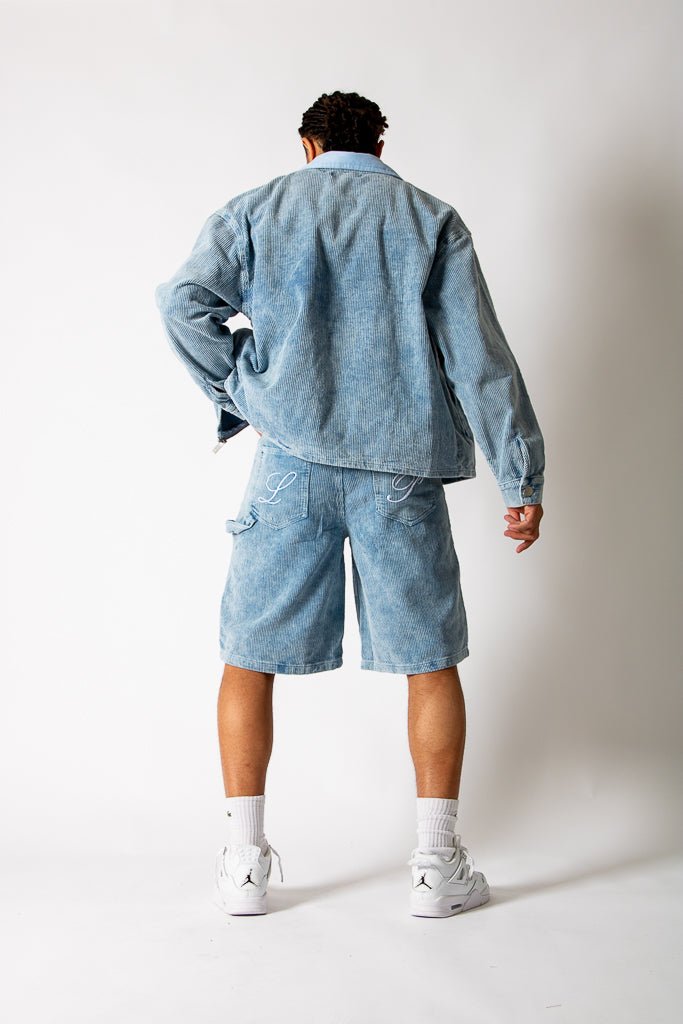 Washed Blue Corduroy Denim Jorts - Liquor n Poker