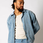 Washed Blue Corduroy Jacket With Contrast Collar - Liquor n Poker