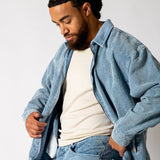 Washed Blue Corduroy Jacket With Contrast Collar - Liquor n Poker
