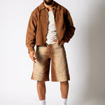 Washed Brown Denim Seam Detail Jorts - Liquor n Poker