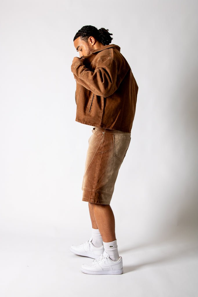Washed Brown Denim Seam Detail Jorts - Liquor n Poker