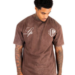 Washed Brown Script Printed T-shirt - Liquor n Poker