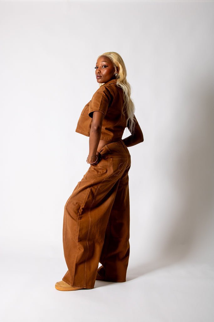 Washed Chocolate Baggy Horseshoe Jeans - Liquor n Poker